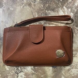 Chic Brown Leather Wristlet by Clevermade